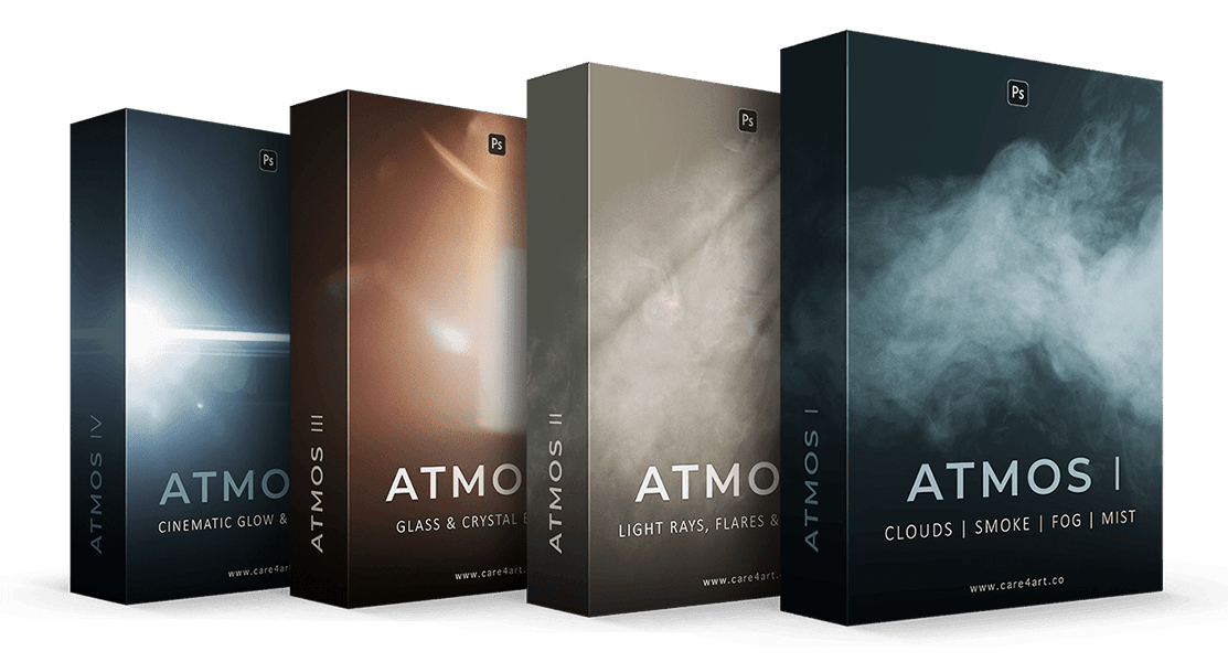 care4art atmos bundle by Julian Herbrig contains 147 Photoshop overlays and 130 Photoshop brushes